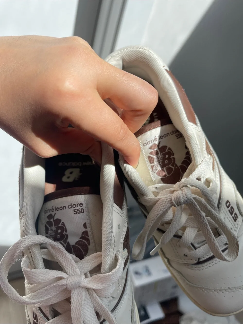 Aime Leon Dore White and Brown 550 Low-Top Sneakers